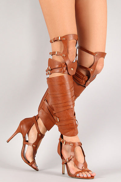 Strappy knee high on sale heels