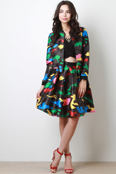 Colorful Camouflage Print A-line Midi Skirt – Nothing But Jaz