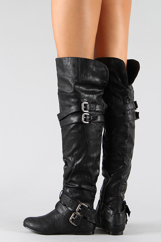 Korks amund leather sales buckle slouch boot