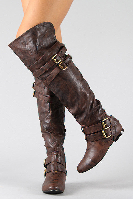 Over the knee buckle boots clearance