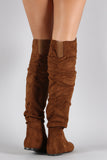 Suede Slouchy Thigh High Flat Boot