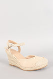 Slingback Buckle Round Toe Espadrille Wedge