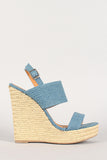 Liliana Denim Espadrille Slingback Open Toe Platform Wedge