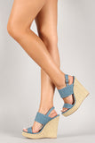 Liliana Denim Espadrille Slingback Open Toe Platform Wedge