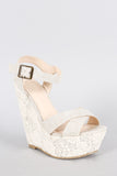 Delicious Crochet Cross Strap Platform Wedge