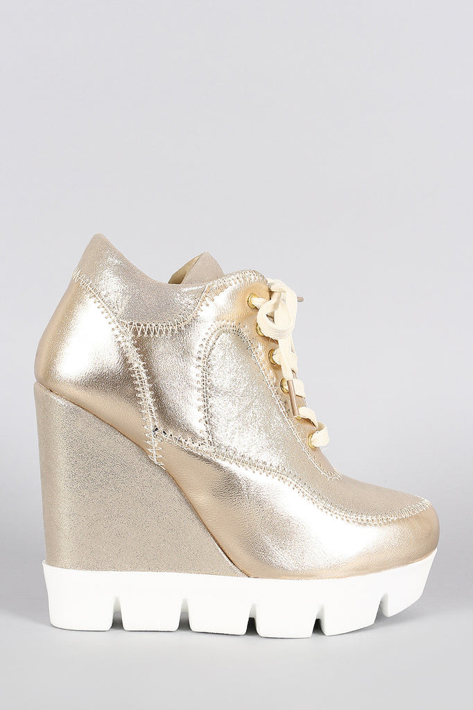 Dollhouse Metallic Lug Sole High Top Wedge Sneaker Nothing But Jaz