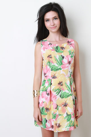 Box Pleat Floral Dress