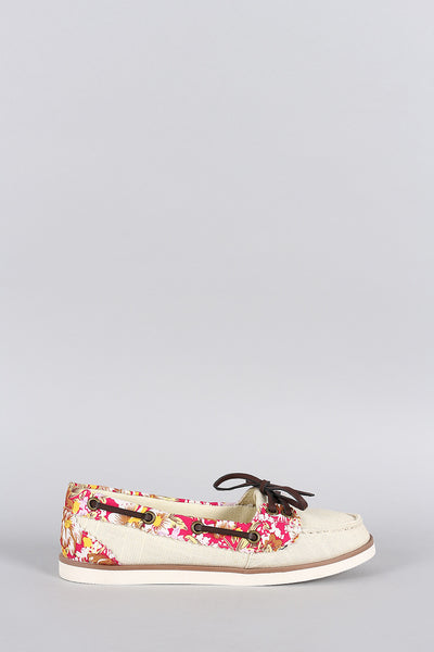 Bamboo Natural Floral Moccasin Flat