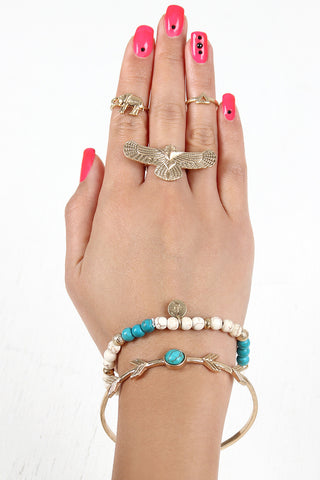 Stone Arrow Bracelets and Rings Set