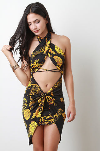 Baroque Surplice Open Front Dress