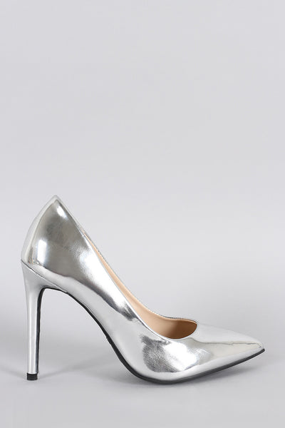 Anne Michelle Metallic Patent Pointy Toe Pump