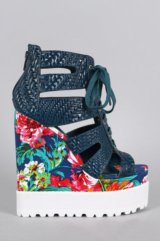 Privileged Caged Floral Wedge