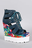 Privileged Caged Floral Wedge