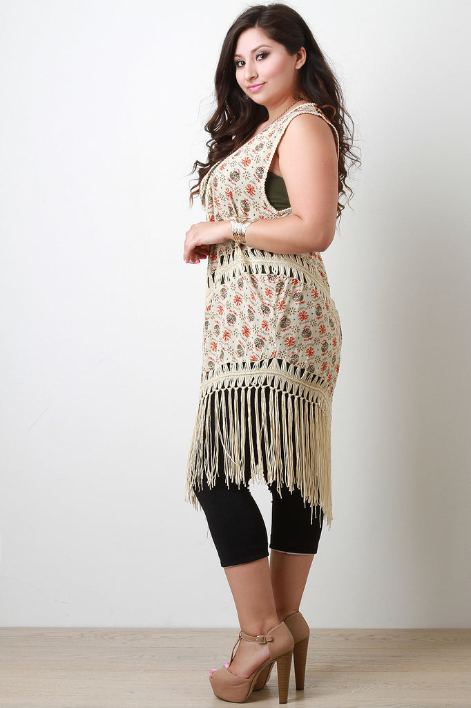 Fringe vest top plus size