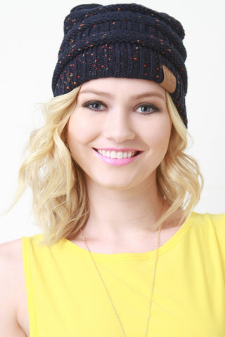 Speckle Ridged Knit Beanie