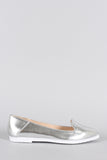 Bamboo Metallic Pointy Toe Slip On Loafer Flat