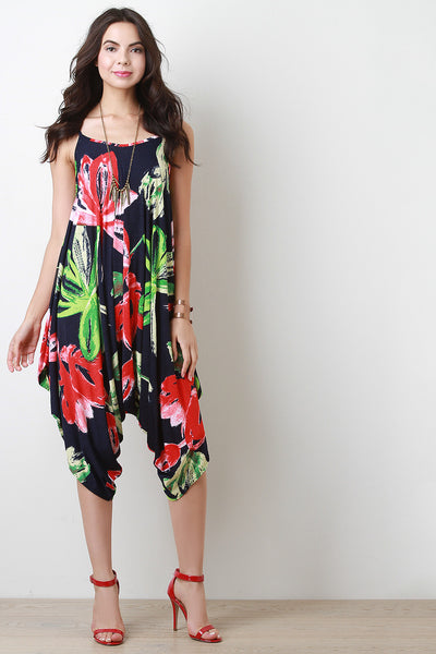 Tropical Sleeveless Harem Jumpsuit