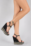 Spiked Braided Espadrille Wedge