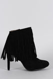 Almond Toe Fringe Suede Stiletto Heeled Booties