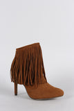 Almond Toe Fringe Suede Stiletto Heeled Booties