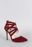 Anne Michelle Nexus Cage Pointy Toe Suede Pump