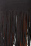 Suede Fringe Midi Skirt