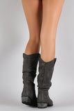 Bamboo Slouchy Almond Toe Cowgirl Mid Calf Boot