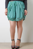 Crochet Lace Scallops Trim Elasticized Shorts