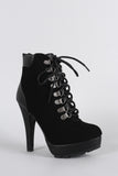 Anne Michelle Military Lace Up Lug Sole Platform Heeled Booties