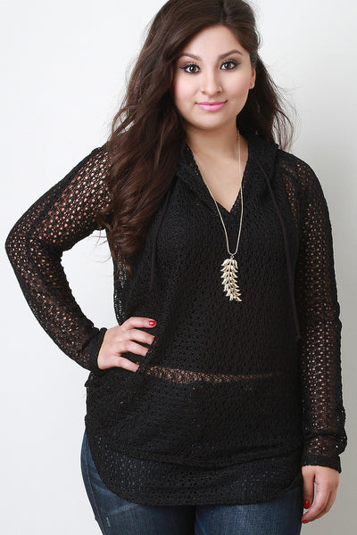 Crochet Long Sleeves Hooded Top