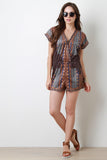 Tribal Surplice Short Sleeve Romper