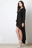 Back Cutout V-Neck Long Sleeves High Low Dress