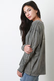 Raw Edge Patchwork Loose Fit Long Sleeves Top