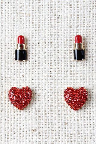 Lipstick Hearts Earrings