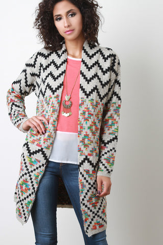 Oversized Layering Tribal Knit Longline Cardigan