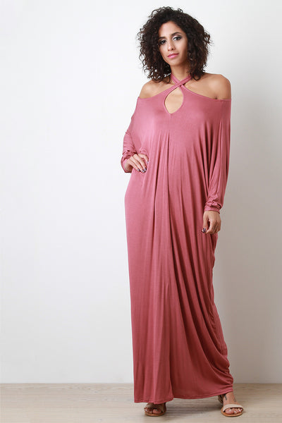 Criss-Cross Cold Shoulder Maxi Dress