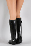 Bamboo Buckled Round Toe Knee High Jelly Rain Boots