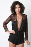 Semi-Sheer Floral Lace Romper