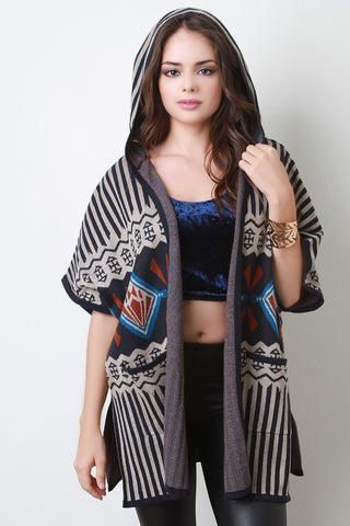 Hooded Tribal Diamond Cardigan