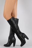 Bamboo Side Zipper Heeled Knee High Boots