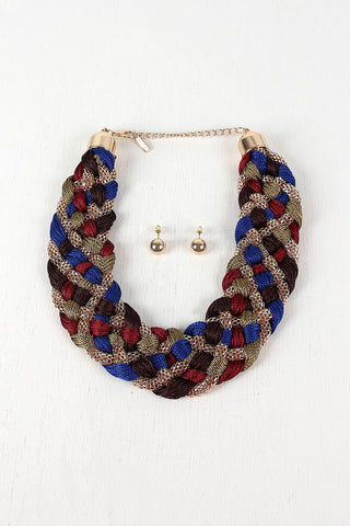 Woven Embroidery Tube Chain Necklace