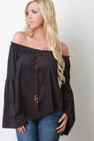 Bell Sleeved Off-the-Shoulder Peasant Top