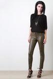 Aged Faux Leather Skinny Pants