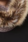 Fur Trim Solid Knit Tube Scarf