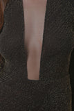 Metallic Knit Mesh Window Maxi Dress